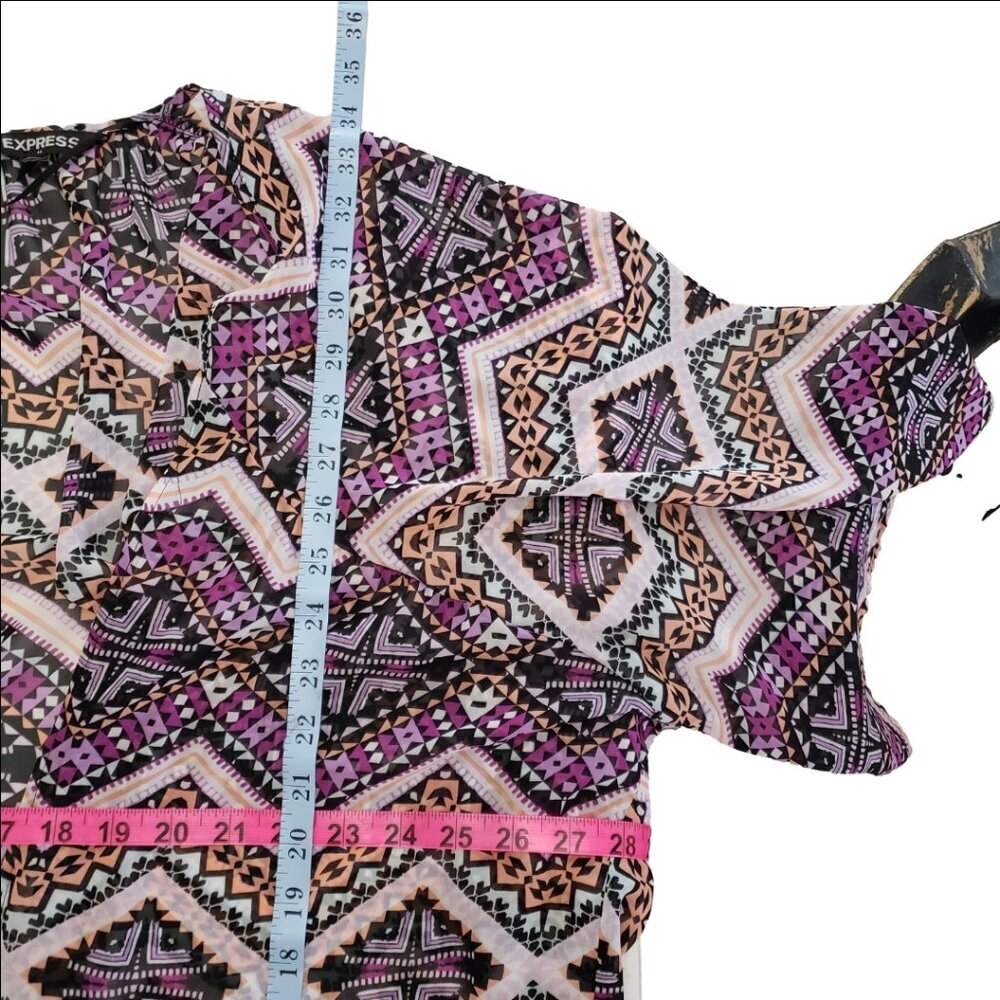 Express Boho Geometric Kimono One Size Open Front Lightweight Cardigan - Picture 8 of 8